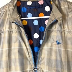 Modern Amusement Windbreaker Lightweight Rain Jacket Men’s Size L Zip Tan Plaid